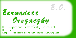 bernadett orszaczky business card